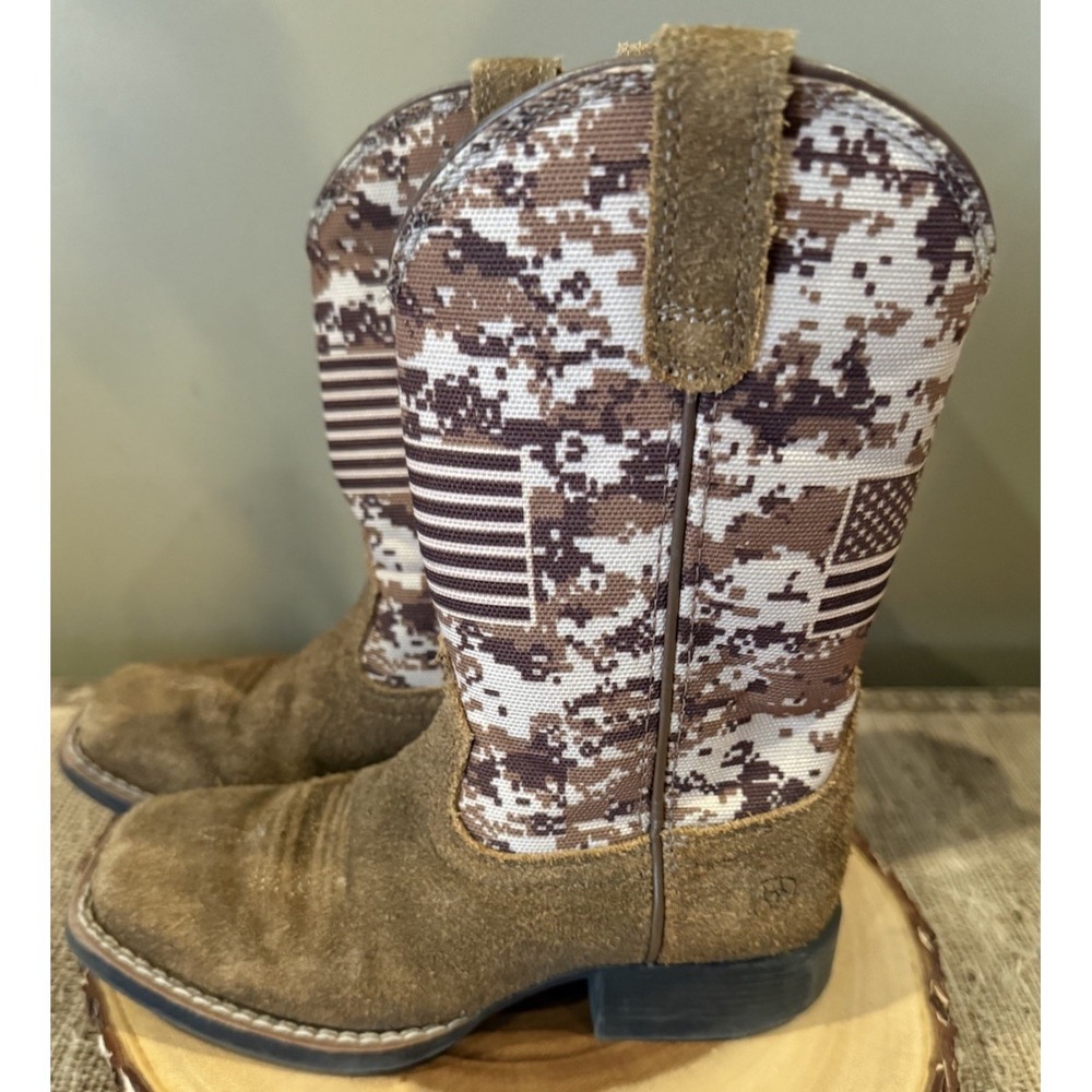 Ariat Kids Sport Patriot Western Boots Camo American Flag Brown Sz-11 - Picture 2 of 15